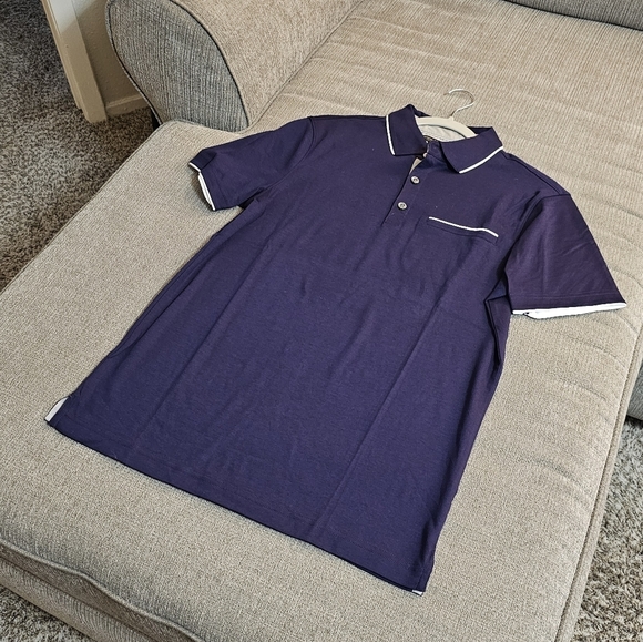 Banana Republic Blue Purple Casual Luxury Touch Polo Shirt Size Small - Picture 4 of 6